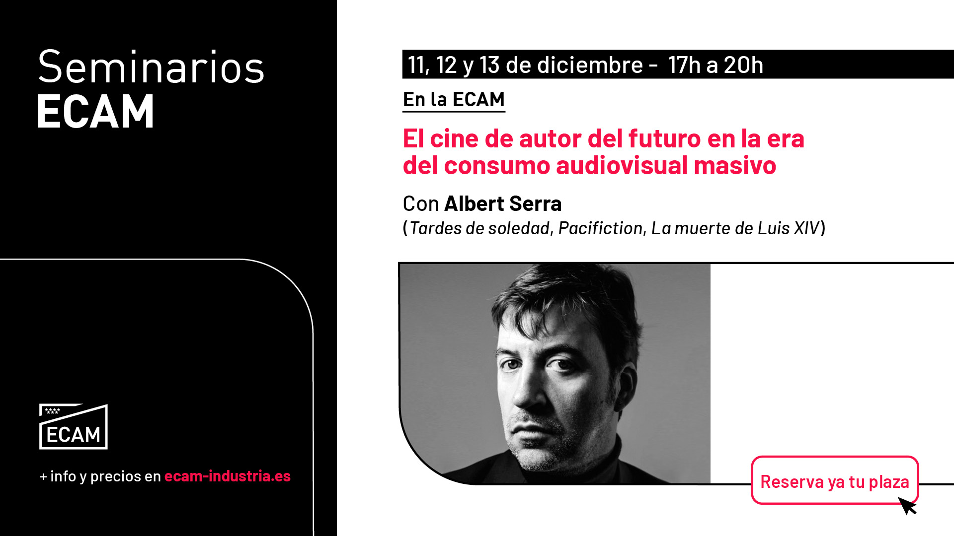 'El cine de autor del futuro en la era del consumo audiovisual masivo', un seminario con Albert Serra